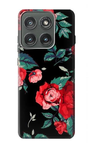S3112 Rose Floral Pattern Black Case For Motorola Edge (2025)