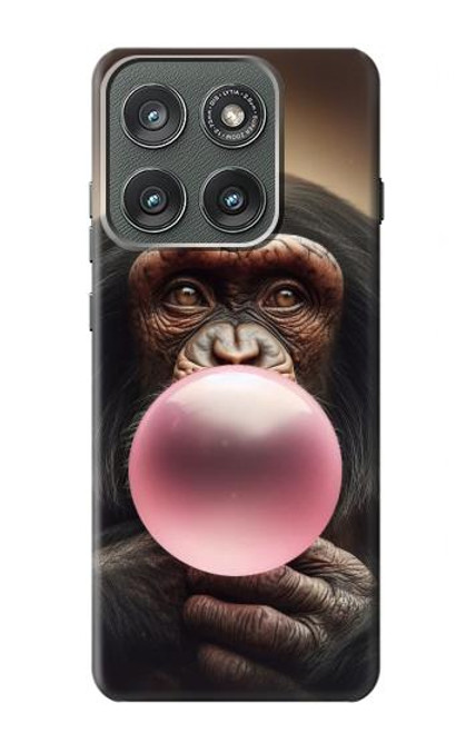 S3973 Chimpanzee Blowing Pink Bubblegum Case For Motorola Edge (2025)