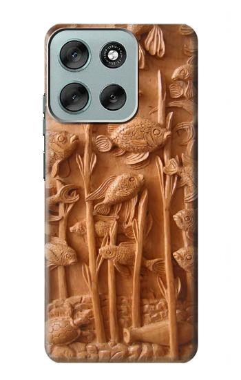 S1307 Fish Wood Carving Graphic Printed Case For Motorola Moto G56
