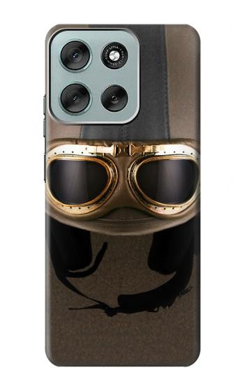 S2645 Vintage Brown Goggles Motorcycle Helmet Case For Motorola Moto G56