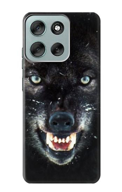 S2823 Black Wolf Blue Eyes Face Case For Motorola Moto G56