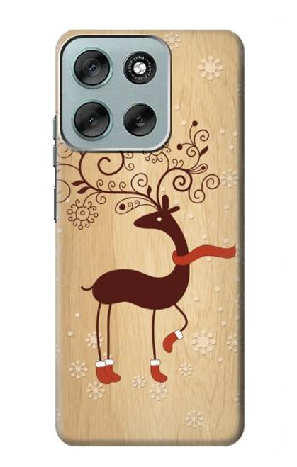 S3081 Wooden Raindeer Graphic Printed Case For Motorola Moto G56