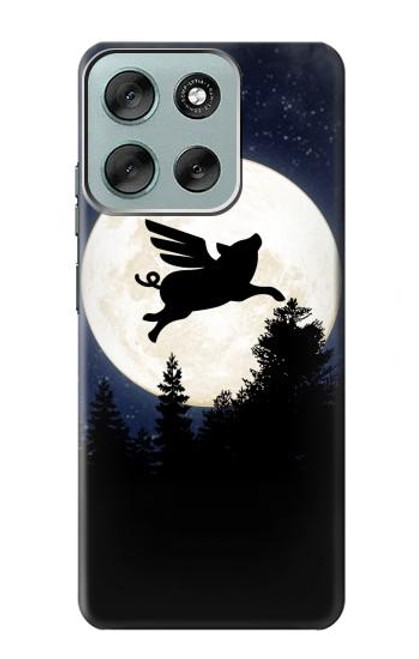 S3289 Flying Pig Full Moon Night Case For Motorola Moto G56 S3289 Flying Pig Full Moon Night Case For Motorola Moto G56