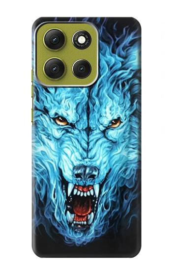 S0752 Blue Fire Grim Wolf Case For Motorola Moto G86