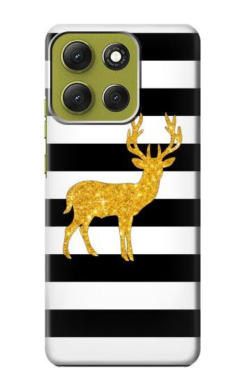 S2794 Black and White Striped Deer Gold Sparkles Case For Motorola Moto G86