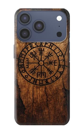 S4036 Viking Vegvisir Compass Wood Case For iPhone 17 Pro, 18 Pro