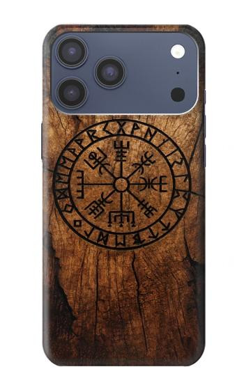 S4036 Viking Vegvisir Compass Wood Case For iPhone 17 Pro Max, 18 Pro Max