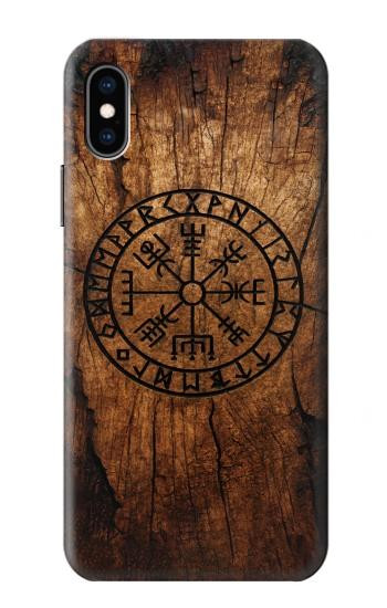 S4036 Viking Vegvisir Compass Wood Case For iPhone X, iPhone XS