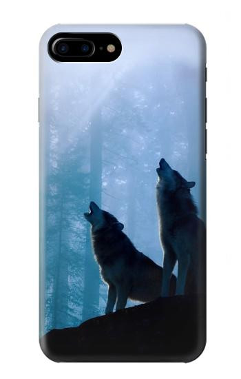 S4053 Two Wolves Couple Howling Forest Case For iPhone 7 Plus, iPhone 8 Plus