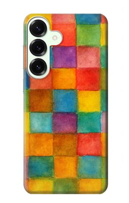 S4077 Water Color Painting Colorful Check Pattern Case For Samsung Galaxy S25 Plus