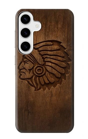 S4035 Native American Wood Carving Case For Samsung Galaxy S24 Plus
