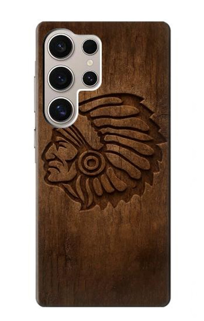 S4035 Native American Wood Carving Case For Samsung Galaxy S24 Ultra