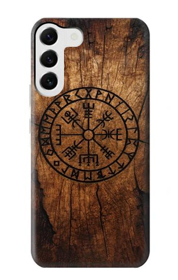 S4036 Viking Vegvisir Compass Wood Case For Samsung Galaxy S23 Plus