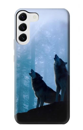 S4053 Two Wolves Couple Howling Forest Case For Samsung Galaxy S23 Plus