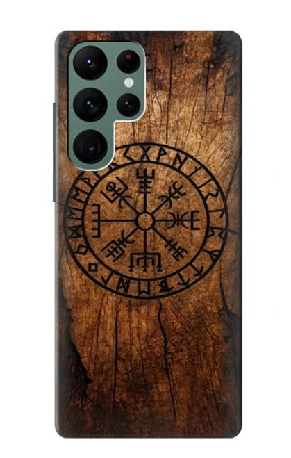 S4036 Viking Vegvisir Compass Wood Case For Samsung Galaxy S22 Ultra