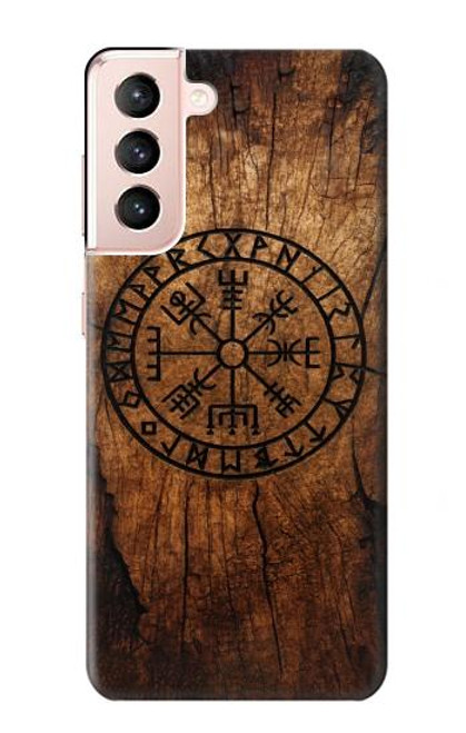 S4036 Viking Vegvisir Compass Wood Case For Samsung Galaxy S21 5G