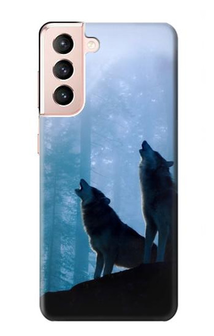 S4053 Two Wolves Couple Howling Forest Case For Samsung Galaxy S21 5G