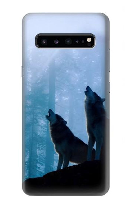 S4053 Two Wolves Couple Howling Forest Case For Samsung Galaxy S10 5G