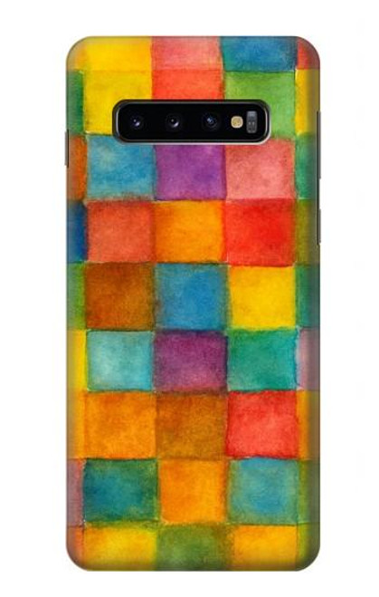 S4077 Water Color Painting Colorful Check Pattern Case For Samsung Galaxy S10