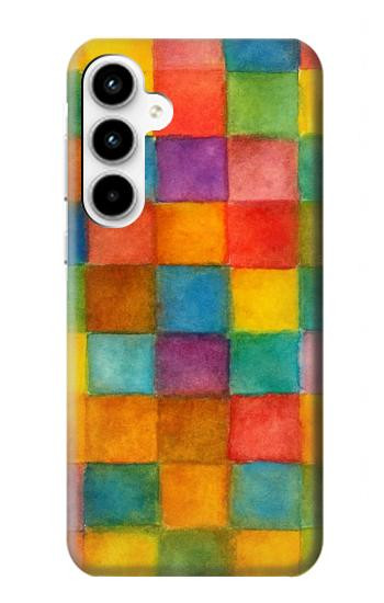 S4077 Water Color Painting Colorful Check Pattern Case For Samsung Galaxy A35 5G