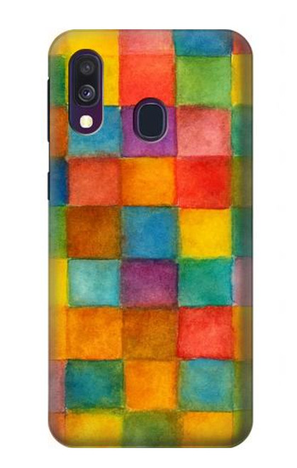 S4077 Water Color Painting Colorful Check Pattern Case For Samsung Galaxy A40