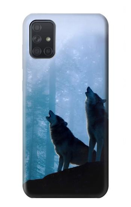 S4053 Two Wolves Couple Howling Forest Case For Samsung Galaxy A71 5G