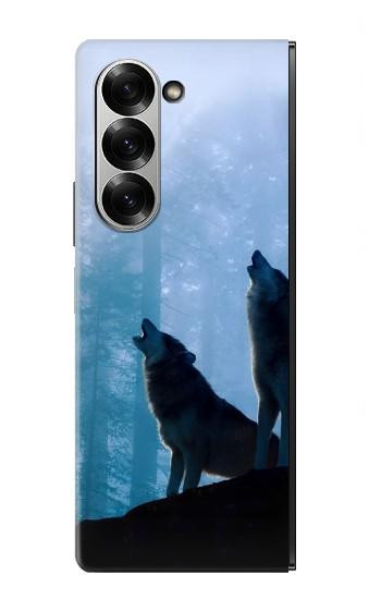 S4053 Two Wolves Couple Howling Forest Case For Samsung Galaxy Z Fold 6