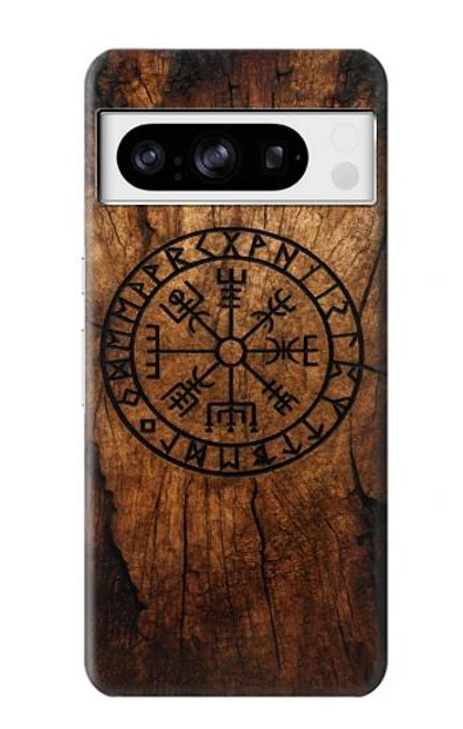S4036 Viking Vegvisir Compass Wood Case For Google Pixel 8 pro