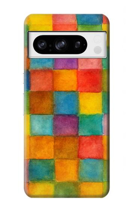 S4077 Water Color Painting Colorful Check Pattern Case For Google Pixel 8 pro