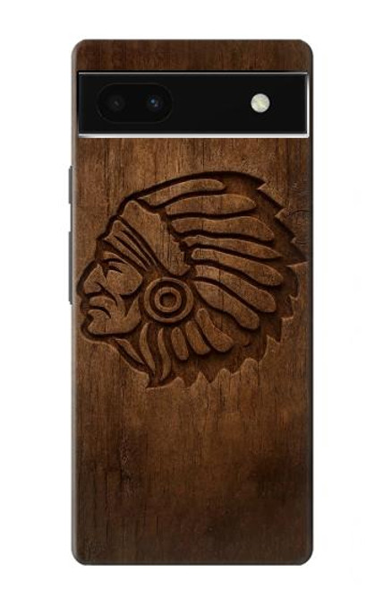 S4035 Native American Wood Carving Case For Google Pixel 6a