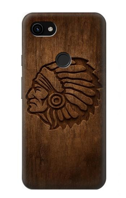 S4035 Native American Wood Carving Case For Google Pixel 3a XL
