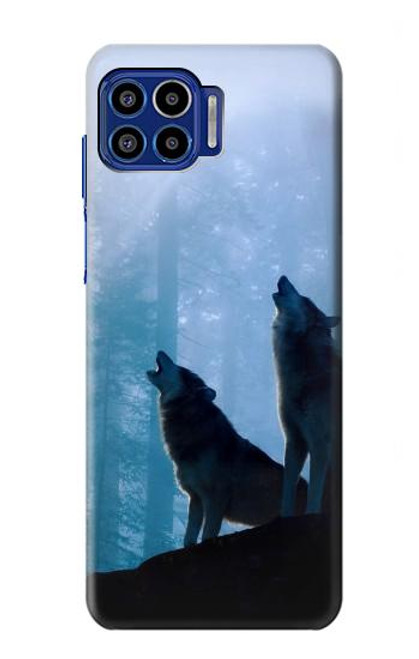 S4053 Two Wolves Couple Howling Forest Case For Motorola One 5G