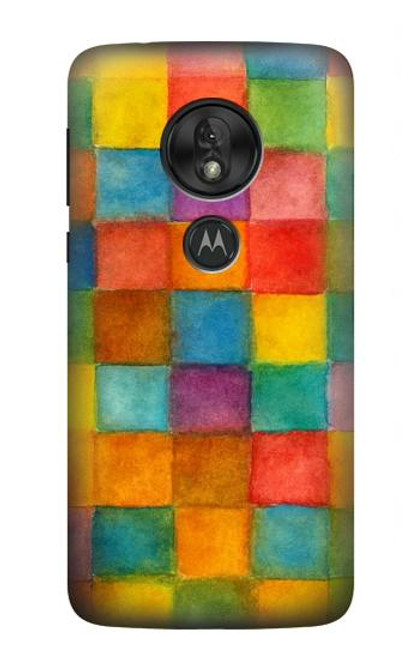 S4077 Water Color Painting Colorful Check Pattern Case For Motorola Moto G7 Power
