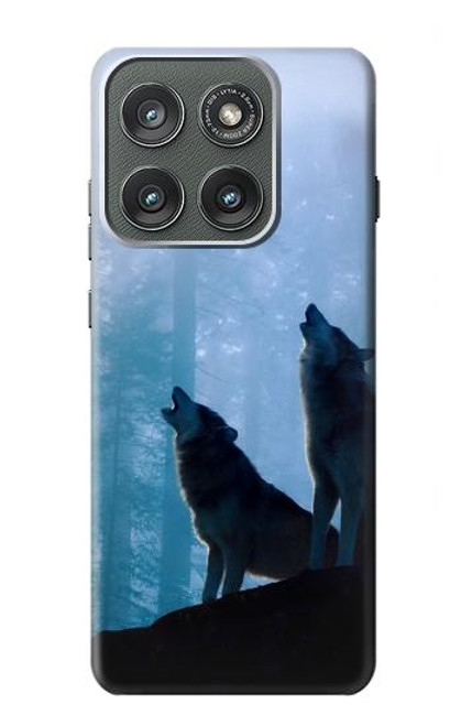 S4053 Two Wolves Couple Howling Forest Case For Motorola Edge (2025)