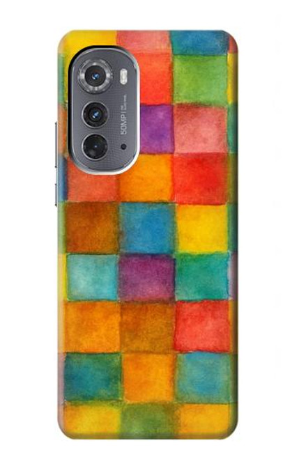 S4077 Water Color Painting Colorful Check Pattern Case For Motorola Edge (2022)