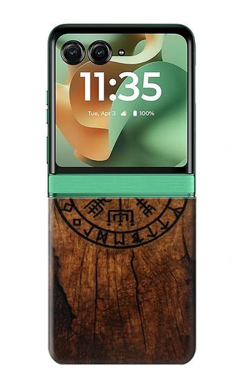 S4036 Viking Vegvisir Compass Wood Case For Motorola Razr 70+,60+, Razr+ (2026, 2025, 2024)