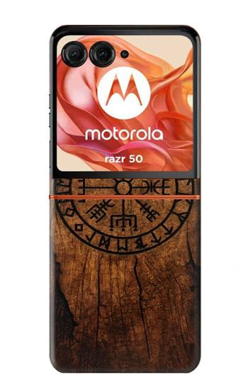 S4036 Viking Vegvisir Compass Wood Case For Motorola Razr 70,60,50, Razr (2026, 2025, 2024)