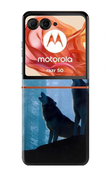 S4053 Two Wolves Couple Howling Forest Case For Motorola Razr 70,60,50, Razr (2026, 2025, 2024)