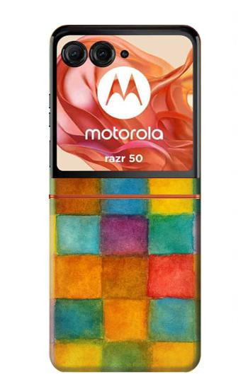 S4077 Water Color Painting Colorful Check Pattern Case For Motorola Razr 70,60,50, Razr (2026, 2025, 2024)