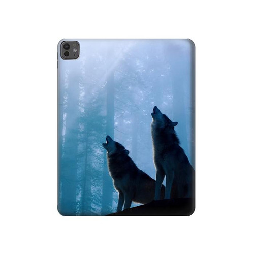 S4053 Two Wolves Couple Howling Forest Hard Case For iPad Pro 13 (2024,2025)