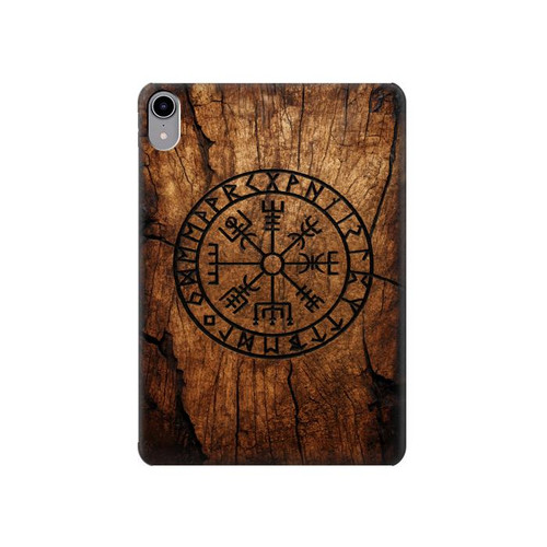 S4036 Viking Vegvisir Compass Wood Hard Case For iPad mini 6 7, iPad mini (2021,2024)