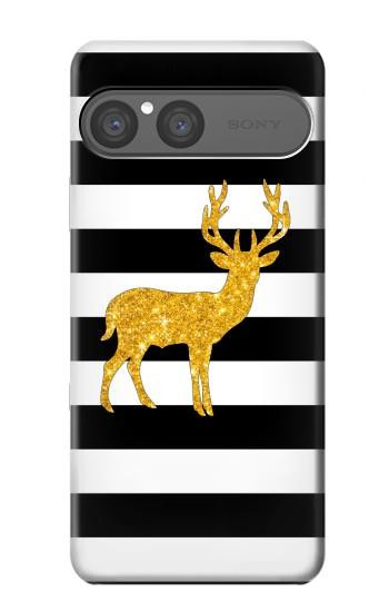 S2794 Black and White Striped Deer Gold Sparkles Case For Sony Xperia 10 VII, 10 VIII