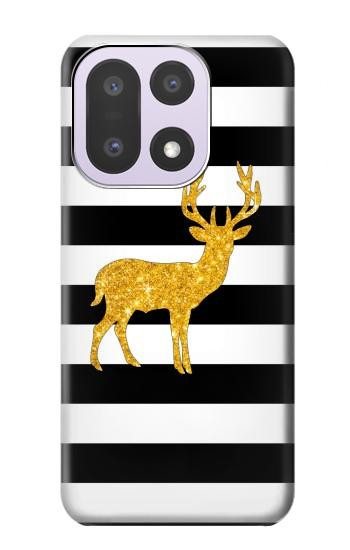 S2794 Black and White Striped Deer Gold Sparkles Case For OnePlus 15