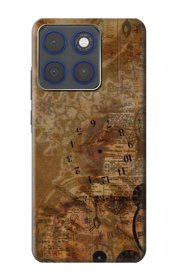 S3456 Vintage Paper Clock Steampunk Case For Motorola Edge 70