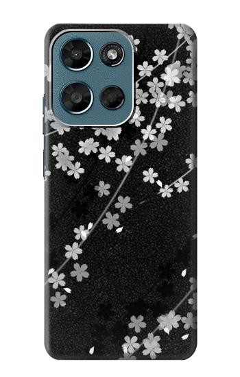 S2544 Japanese Kimono Style Black Flower Pattern Case For Motorola Moto G (2026), G Play (2026)