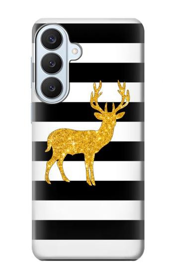 S2794 Black and White Striped Deer Gold Sparkles Case For Samsung Galaxy S26 Plus