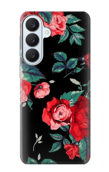 S3112 Rose Floral Pattern Black Case For Samsung Galaxy S26 Plus