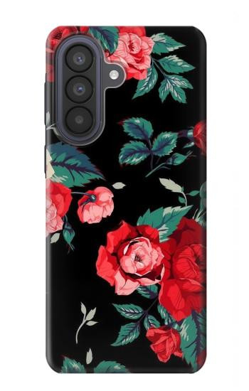 S3112 Rose Floral Pattern Black Case For Samsung Galaxy A57