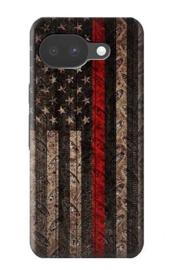 S3804 Fire Fighter Metal Red Line Flag Graphic Case For Google Pixel 10a