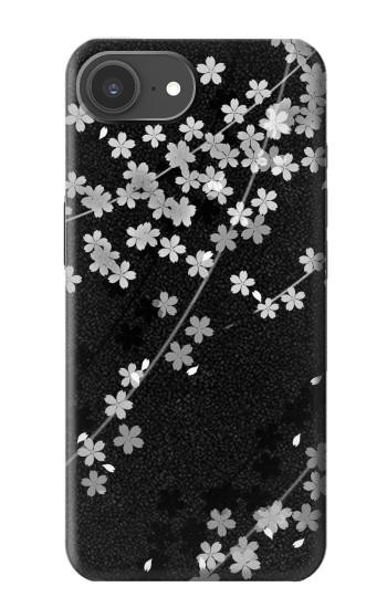 S2544 Japanese Kimono Style Black Flower Pattern Case For iPhone 17e